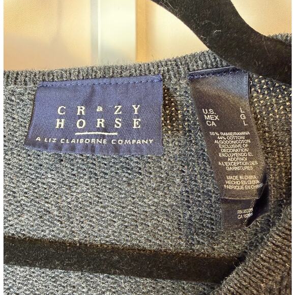 Crazy Horse Liz Claiborne Snowman Zip Cardigan Sweater Women’s L Xmas Winter - Picture 5 of 5